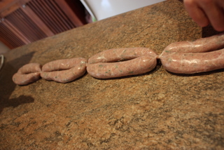 Pinch and twist the sausages into even lengths