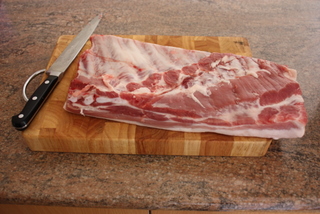 Pork belly with ribs intact Pork belly with ribs intact