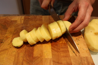 Cut the potato rounds
