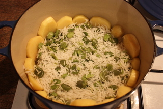 Layer rice and broad beans