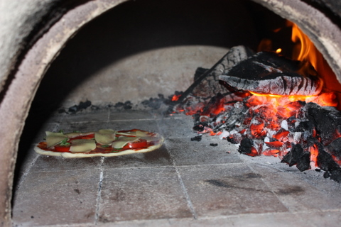 Place the dough on the ceramic tiles