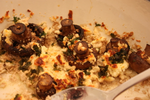 Fetta and garlic mushrooms