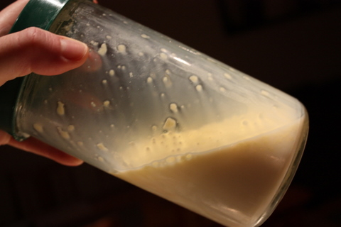 After 2 mins of shaking, you can see the cream start to separate After 2 mins of shaking, you can see the cream start to separate