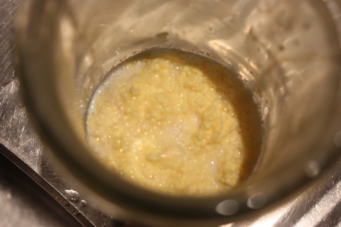 The butter formed after 3.5 mins of shaking The butter formed after 3.5 mins of shaking